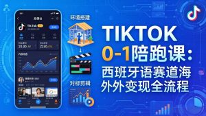 TIKTOK 0-1 陪跑课:从环境搭建到刷对标剪辑,西班牙语赛道海外变现全流程-万象聊项目