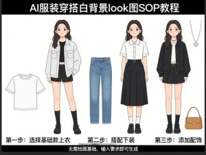 AI服装穿搭白背景look图SOP教程，不用会画画，提几句具体要求，AI就能还你一个奇迹-万象聊项目