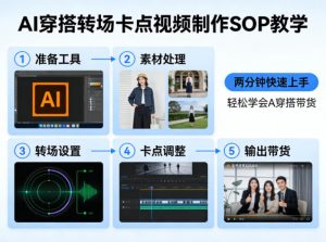 AI穿搭转场卡点视频制作SOP教学，两分钟快速上手，轻松学会AI穿搭带货-万象聊项目