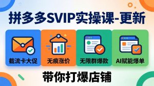 拼多多SVIP实操课-26年4月,截流卡大促+无痕涨价+无限群爆款+AI赋能爆单新玩法,带你打爆店铺-万象聊项目