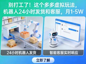 别打工了！这个多多虚拟玩法，机器人24小时发货和客服，月1-5W【揭秘】-万象聊项目