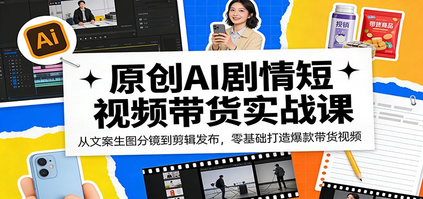 原创AI剧情短视频带货实战课：从文案生图分镜到剪辑发布，零基础打造爆款带货视频-万象聊项目
