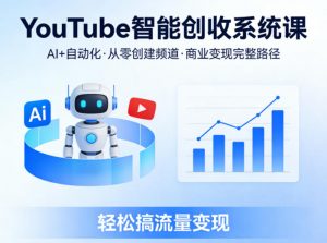 YouTube智能创收系统课，AI+自动化，从零创建YouTube频道并实现商业变现的完整路径，轻松搞流量变现-万象聊项目