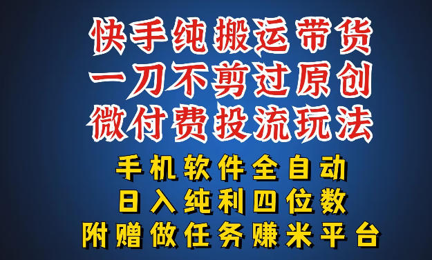 最新黑科技快手搬运带货方法，手机就能操作，轻松带你日入四位数【揭秘】-万象聊项目