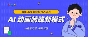 AI 动画躺赚新模式，无需经验，每单 200 起轻松月入过万-万象聊项目