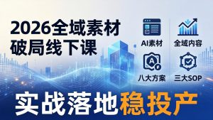 2026全域素材破局线下课:AI素材+全域内容+八大方案+三大SOP,实战落地稳投产-万象聊项目