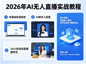 2026年AI无人直播实战教程，零基础也能快速搭建AI数字人无人直播间，实现24小时自动直播带货-万象聊项目