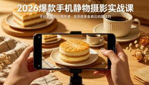 2026爆款手机静物摄影实战课，手机也能拍出商拍感，学会拍出高质感美食商品-万象聊项目