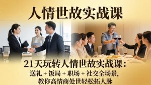 21 天玩转人情世故实战课：送礼 + 饭局 + 职场 + 社交全场景，教你高情商处世轻松拓人脉-万象聊项目