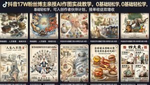 抖音17W粉丝博主亲授AI作图实战教学，0基础轻松学，可入创作者伙伴计划，接单收徒双增收-万象聊项目