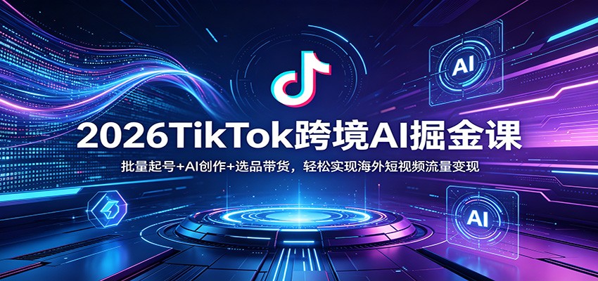 2026TikTok跨境AI掘金课：批量起号+AI创作+选品带货，轻松实现海外短视频流量变现-万象聊项目