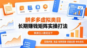 做拼多多虚拟类目想长期賺钱？这套矩阵实操打法，亲测日入稳定过千【揭秘】-万象聊项目