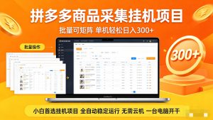 拼多多商品采集全自动挂机玩法 批量可矩阵 单机轻松日入300+-万象聊项目