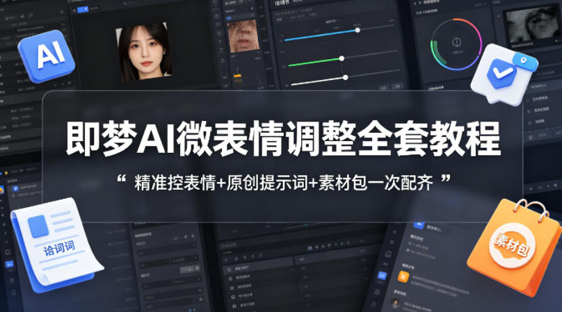 即梦AI微表情调整全套教程，精准控表情+原创提示词+素材包一次配齐-万象聊项目