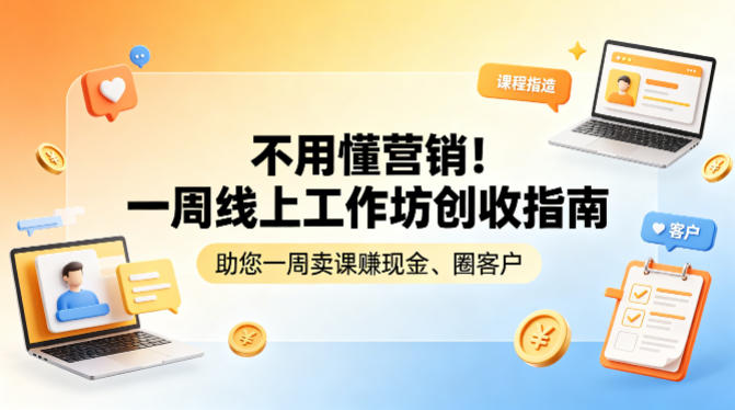 不用懂营销！一周线上工作坊创收指南，助您一周卖课賺现金、圈客户-万象聊项目