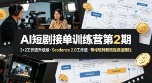 AI短剧接单训练营第2期，3+2工作流升级版，Seedance 2.0工作流，带你玩转新流程极速賺钱-万象聊项目