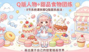 Q版人物+甜品食物团练，8节系统课拆解Q版甜系画法，画出属于自己的甜蜜插画世界-万象聊项目