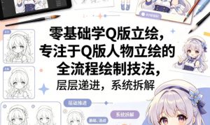 零基础学Q版立绘，专注于Q版人物立绘的全流程绘制技法，层层递进，系统拆解-万象聊项目