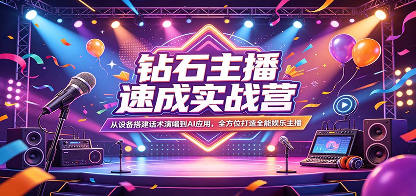 钻石主播速成实战营：从设备搭建话术演唱到AI应用，全方位打造全能娱乐主播-万象聊项目