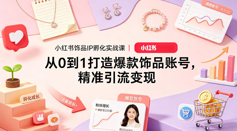 小红书饰品IP孵化实战课｜从0到1打造爆款饰品账号，精准引流变现-万象聊项目