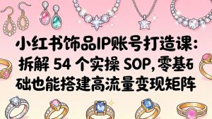 小红书饰品IP账号打造课：拆解 54 个实操 SOP，零基础也能搭建高流量变现矩阵-万象聊项目