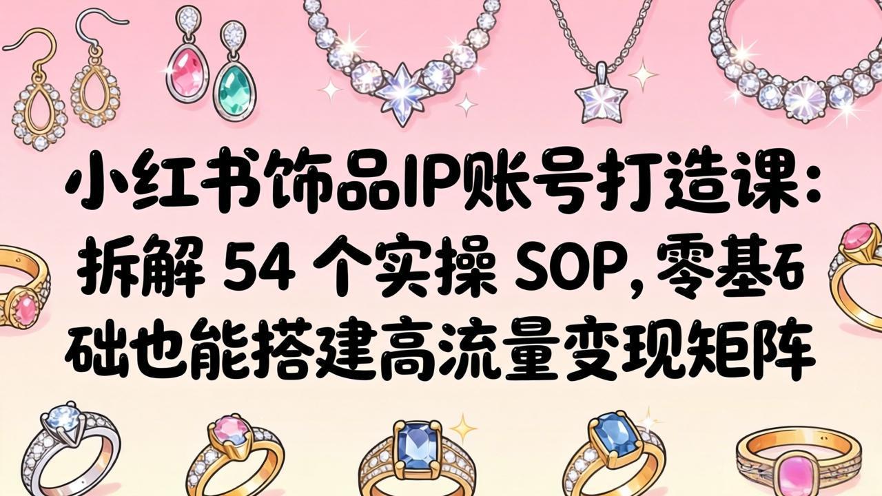 小红书饰品IP账号打造课：拆解 54 个实操 SOP，零基础也能搭建高流量变现矩阵-万象聊项目