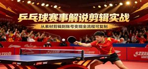 乒乓球赛事解说剪辑实战，从素材剪辑到账号变现全流程可复制-万象聊项目