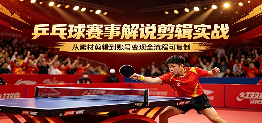 乒乓球赛事解说剪辑实战，从素材剪辑到账号变现全流程可复制-万象聊项目