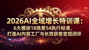2026AI全域增长特训课：6大模块18场景54执行标准，打造AI内容工厂与长效获客变现闭环-万象聊项目