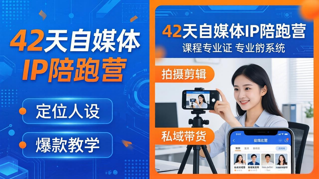 42天自媒体IP陪跑营-26年4月19更新：定位人设爆款全教学，拍摄剪辑私域带货一站式落地-万象聊项目