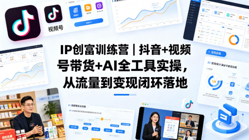 IP创富训练营｜抖音+视频号带货+AI全工具实操，从流量到变现闭环落地-万象聊项目