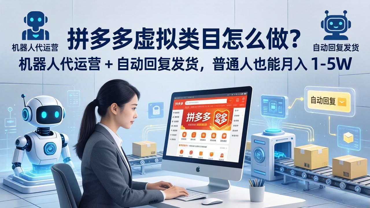 拼多多虚拟类目怎么做？机器人代运营 + 自动回复发货，普通人也能月入 1-5W-万象聊项目