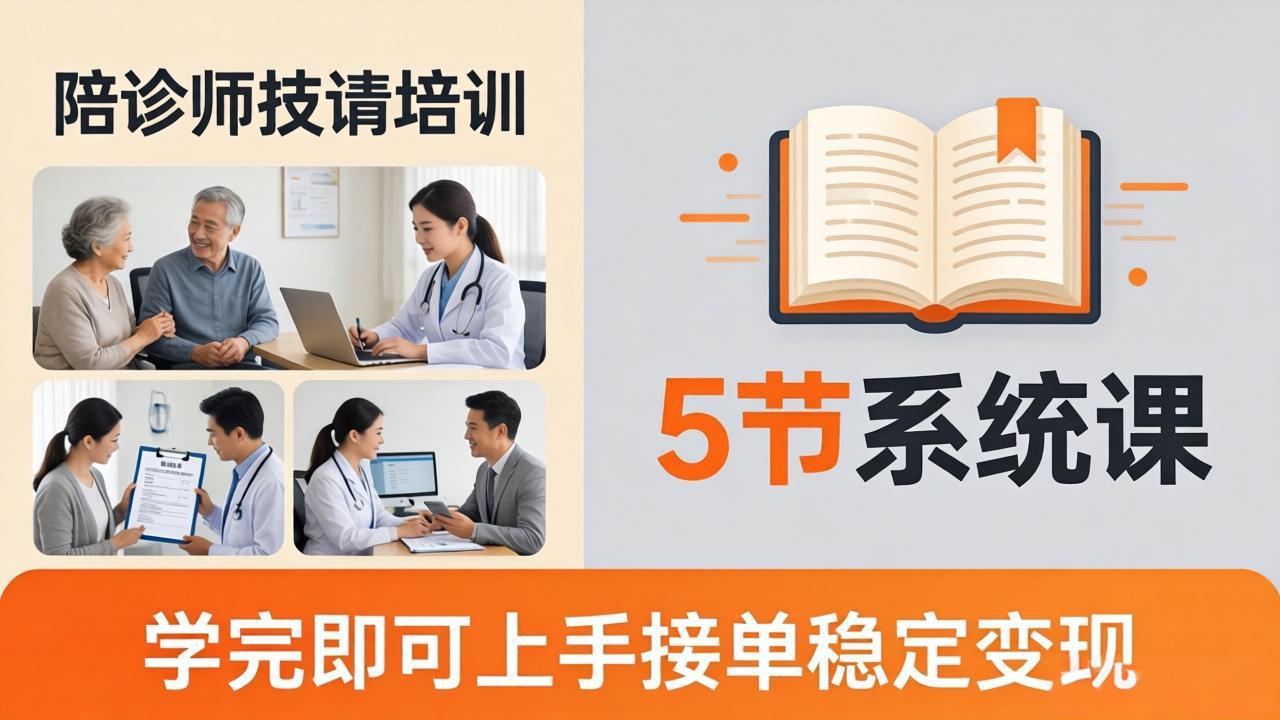 想做陪诊师不知从何下手？5节系统课教你掌握核心技能，学完即可上手接单稳定变现-万象聊项目