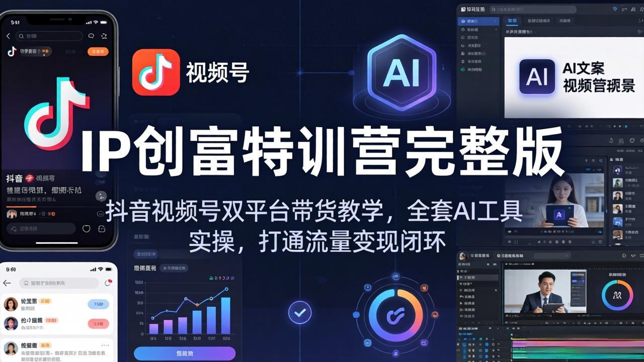 IP创富特训营完整版：抖音视频号双平台带货教学，全套AI工具实操，打通流量变现闭环-万象聊项目