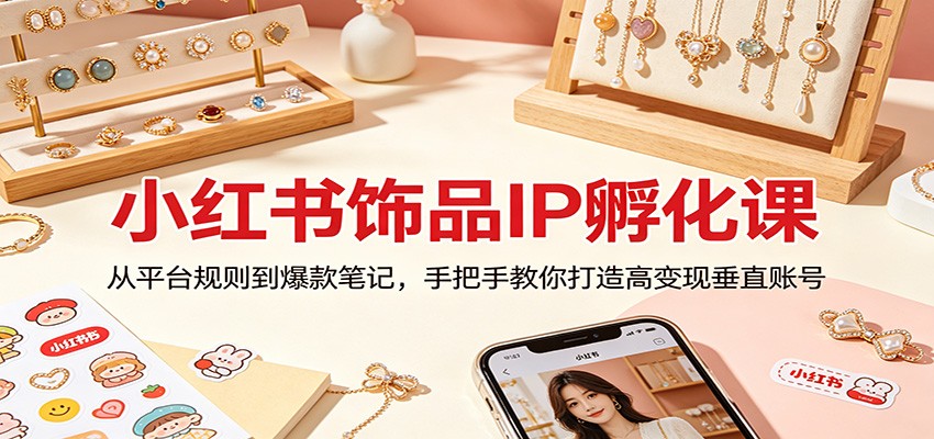 小红书饰品IP孵化课：从平台规则到爆款笔记，手把手教你打造高变现垂直账号-万象聊项目