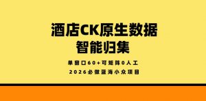 酒店CK原生数据智能归集，单窗口60+可矩阵0人工，2026必做蓝海小众项目【揭秘】-万象聊项目