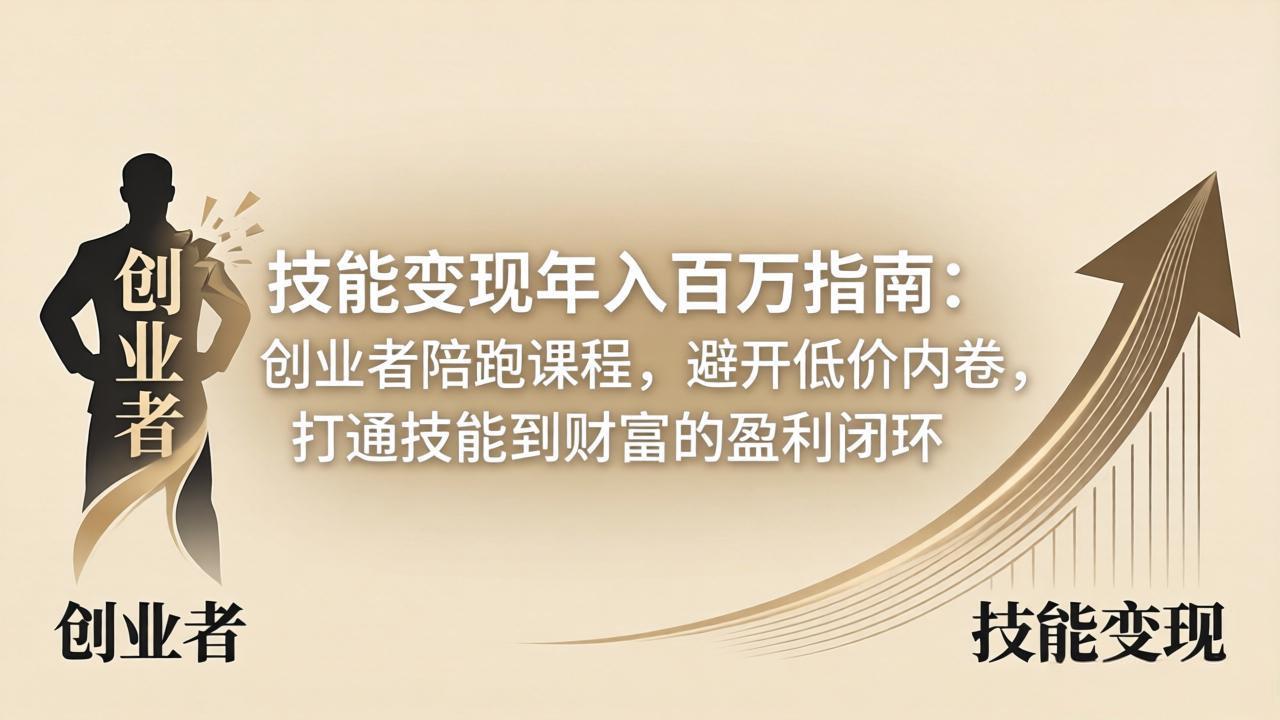技能变现年入百万指南：创业者陪跑课程，避开低价内卷，打通技能到财富的盈利闭环-万象聊项目