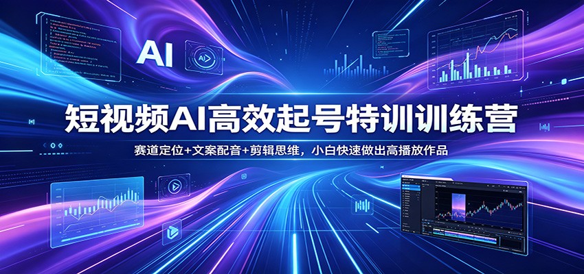 短视频AI高效起号特训训练营：赛道定位+文案配音+剪辑思维，小白快速做出高播放作品-万象聊项目