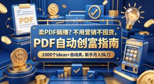 卖PDF躺賺？不用营销不囤货，PDF自动创富指南，1000个ideas+自动卖，新手月入9k刀【原创双语字幕】-万象聊项目