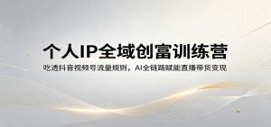 个人IP全域创富训练营：吃透抖音视频号流量规则，AI全链路赋能直播带货变现-万象聊项目