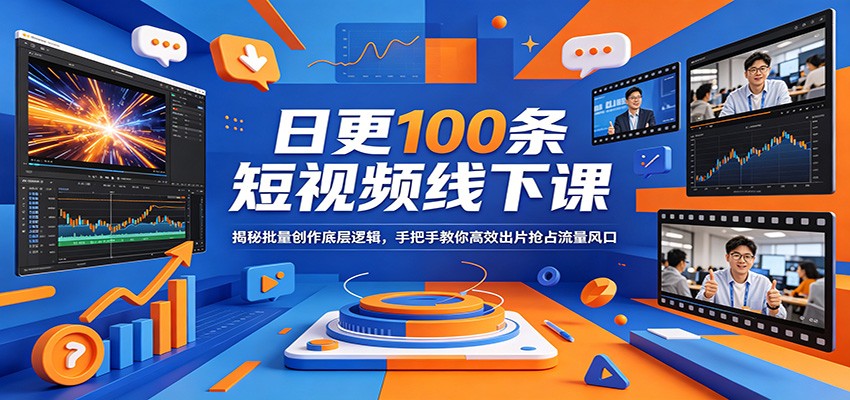 日更100条短视频线下课：揭秘批量创作底层逻辑，手把手教你高效出片抢占流量风口-万象聊项目