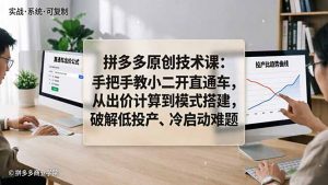 拼多多原创技术课：手把手教小二开直通车，从出价计算到模式搭建，破解低投产、冷启动难题-万象聊项目