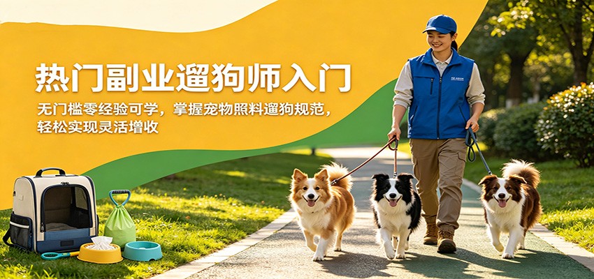 热门副业遛狗师入门，无门槛零经验可学，掌握宠物照料遛狗规范，轻松实现灵活增收-万象聊项目