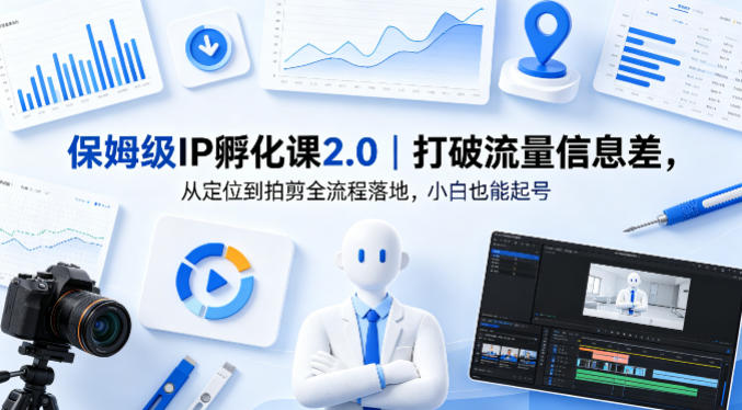 保姆级IP孵化课2.0｜打破流量信息差，从定位到拍剪全流程落地，小白也能起号-万象聊项目