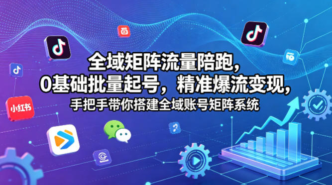 全域矩阵流量陪跑，0基础批量起号，精准爆流变现，手把手带你搭建全域账号矩阵系统-万象聊项目