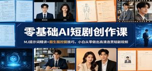 零基础AI短剧创作课：MJ提示词精讲+图生图控图技巧，小白从零做出高清连贯短剧视频-万象聊项目