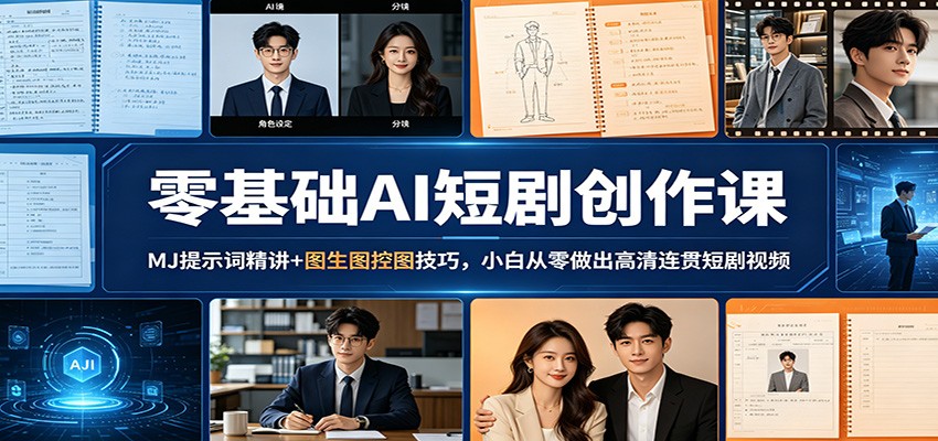零基础AI短剧创作课：MJ提示词精讲+图生图控图技巧，小白从零做出高清连贯短剧视频-万象聊项目