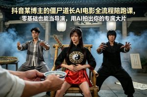 抖音某博主的僵尸道长AI电影全流程陪跑课，零基础也能当导演，用AI拍出你的专属大片-万象聊项目