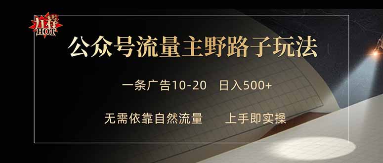 公众号流量主野路子玩法 单条广告10-20元 日入500+-万象聊项目