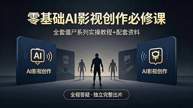 零基础AI影视创作必修课，全套僵尸系列实操教程加配套资料，全程答疑带你独立完整出片-万象聊项目